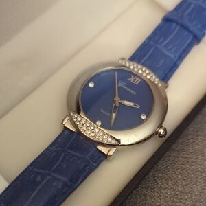 Blue Quartz Watch with Silver Accents